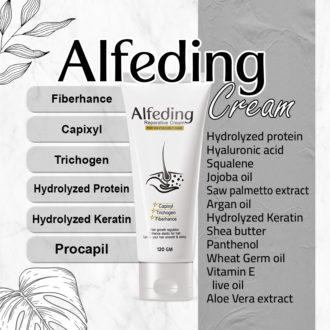 Alfeding cream packaging with ingredients list on a white background