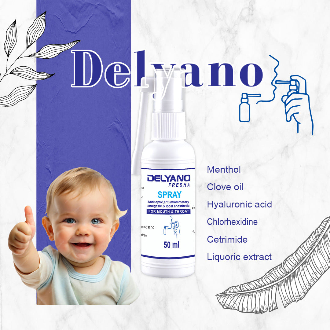 Delyano spray bottle with a child giving a thumbs-up on a white background