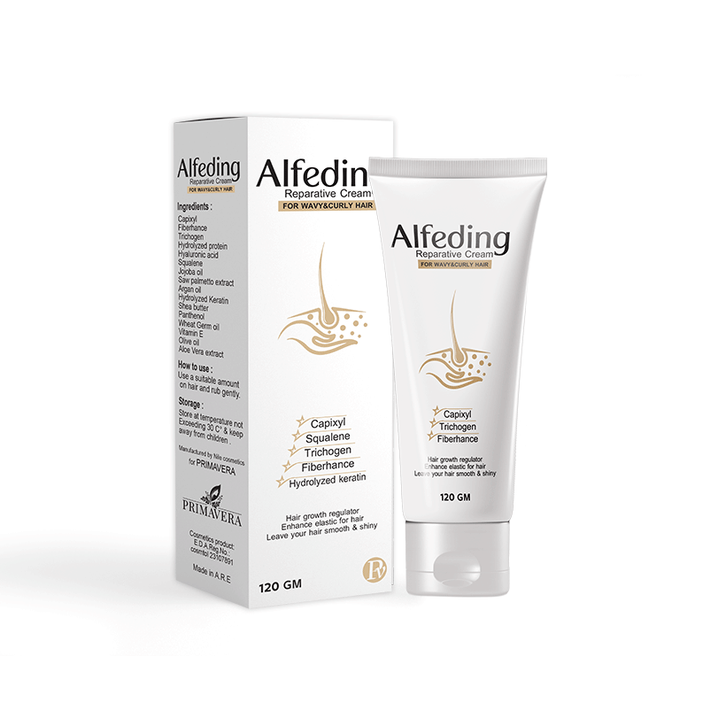 Alfeding rejuvenative cream with packaging on a white background