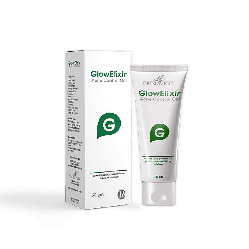 GlowElixir cream packaging on a white background