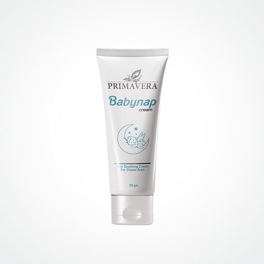 Tube of Primavera Babynap cream on a white background