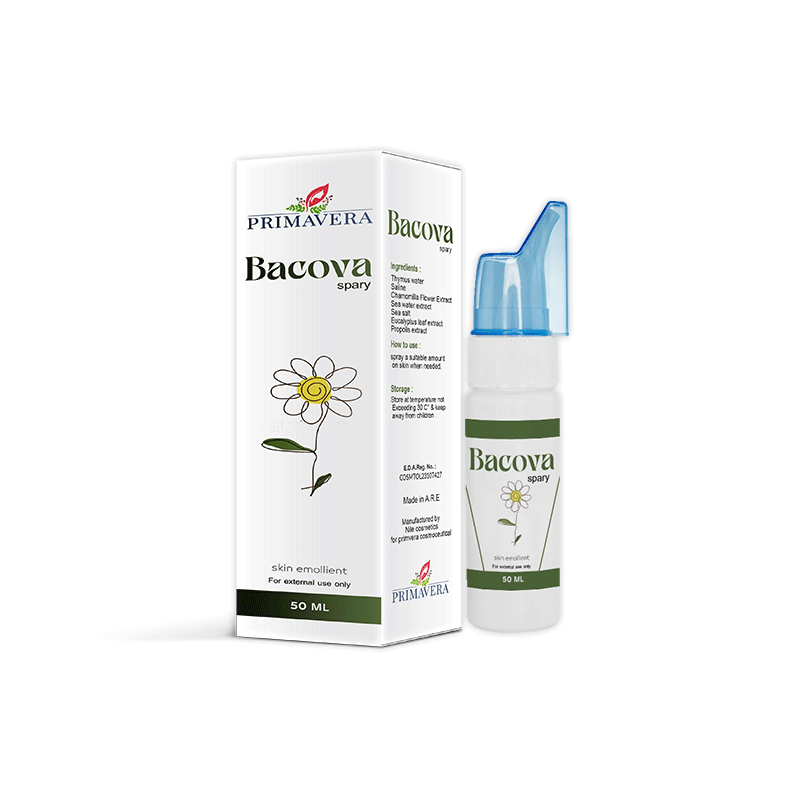 Bacova spray and packaging on a white background